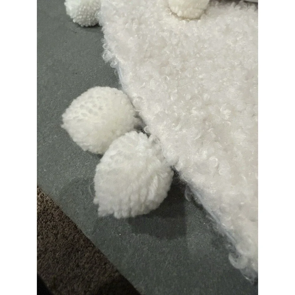 Ashland Christmas Tree Skirt White Pom Pom Trim Round 4 ft Fabric Holiday